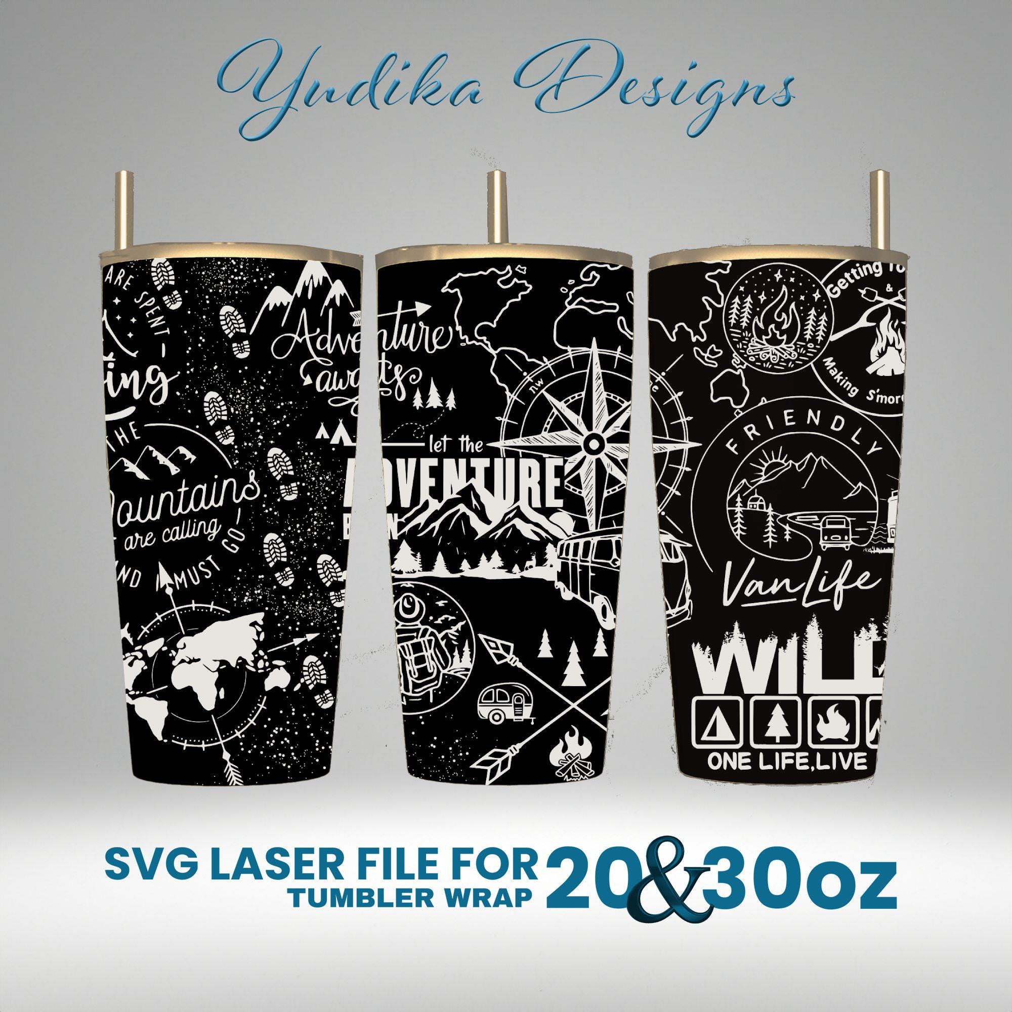 Adventure Tumbler Wrap Design: Laser Engraved SVG File (20 & 30 Oz) - Etsy