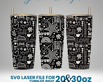 Love Tumbler Wrap Design: Laser Engraved SVG File (20 & 30 oz)