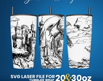 Dragon Tumbler Wrap Design: Laser Engraved SVG File (20 & 30 oz)