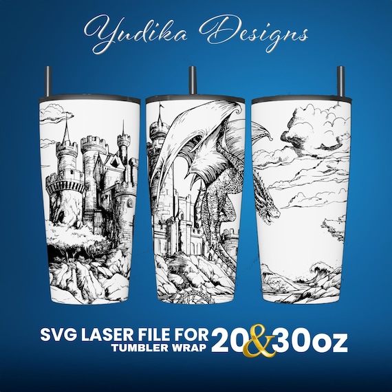 Dragon Tumbler Wrap Design: Laser Engraved SVG File (20 & 30 oz)