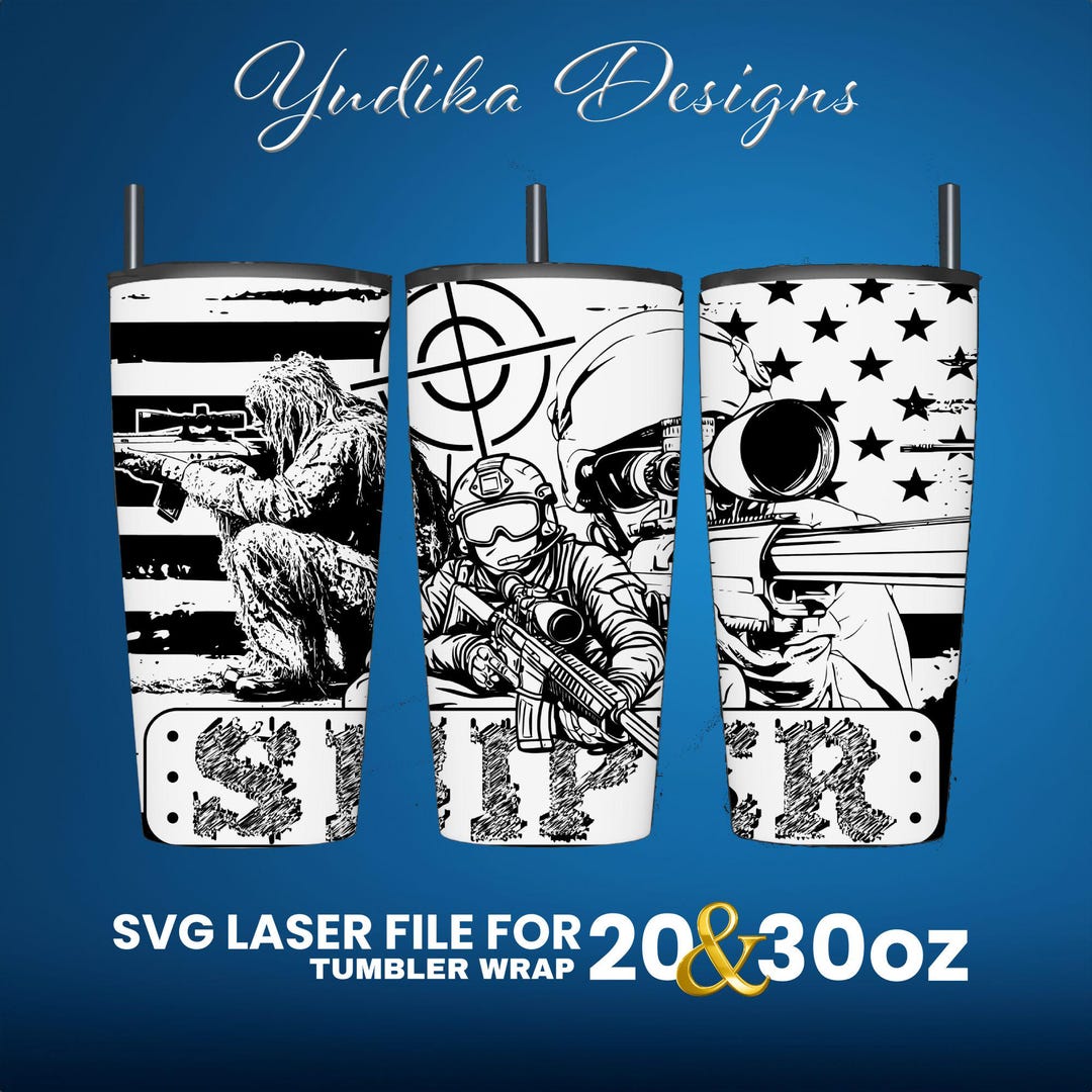Sniper Tumbler Wrap Design: Laser Engraved SVG File (20 & 30 Oz) - Etsy