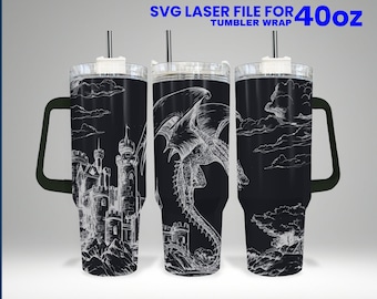 Dragon Laser Engraved 40oz Tumbler Wrap Design (SVG File)