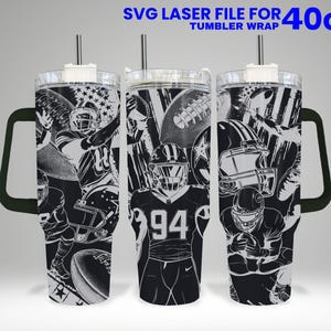 American FootBall Laser Engraved Full Wrap Design For 40 oz Tumbler, American FootBall SVG Laser File.