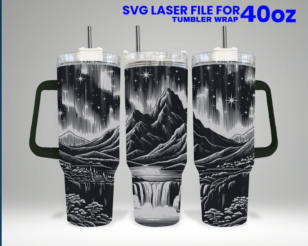 Waterfall Laser Engraved Full Wrap Design for 40 Oz Tumbler, Waterfall ...