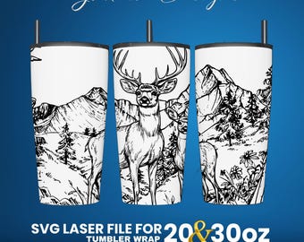 Deer Laser Engraved Tumbler Wrap Design: 20oz & 30oz SVG (Digital Download)