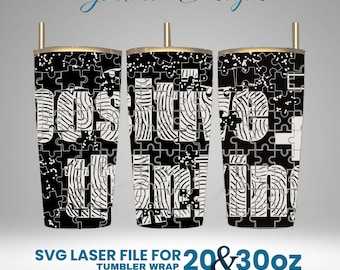 Puzzle Engraved Full Wrap Design For 30 and 20 oz Tumbler, Puzzle SVG Laser File.