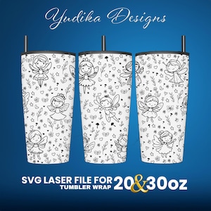 Cute Fairy Laser Engraved Full Wrap Design For 30 and 20 oz Tumbler, Cute Fairy  SVG Laser File.