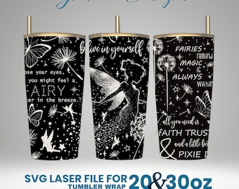 Fairy Dust Laser Engraved Tumbler Wrap Design (SVG Digital Download)