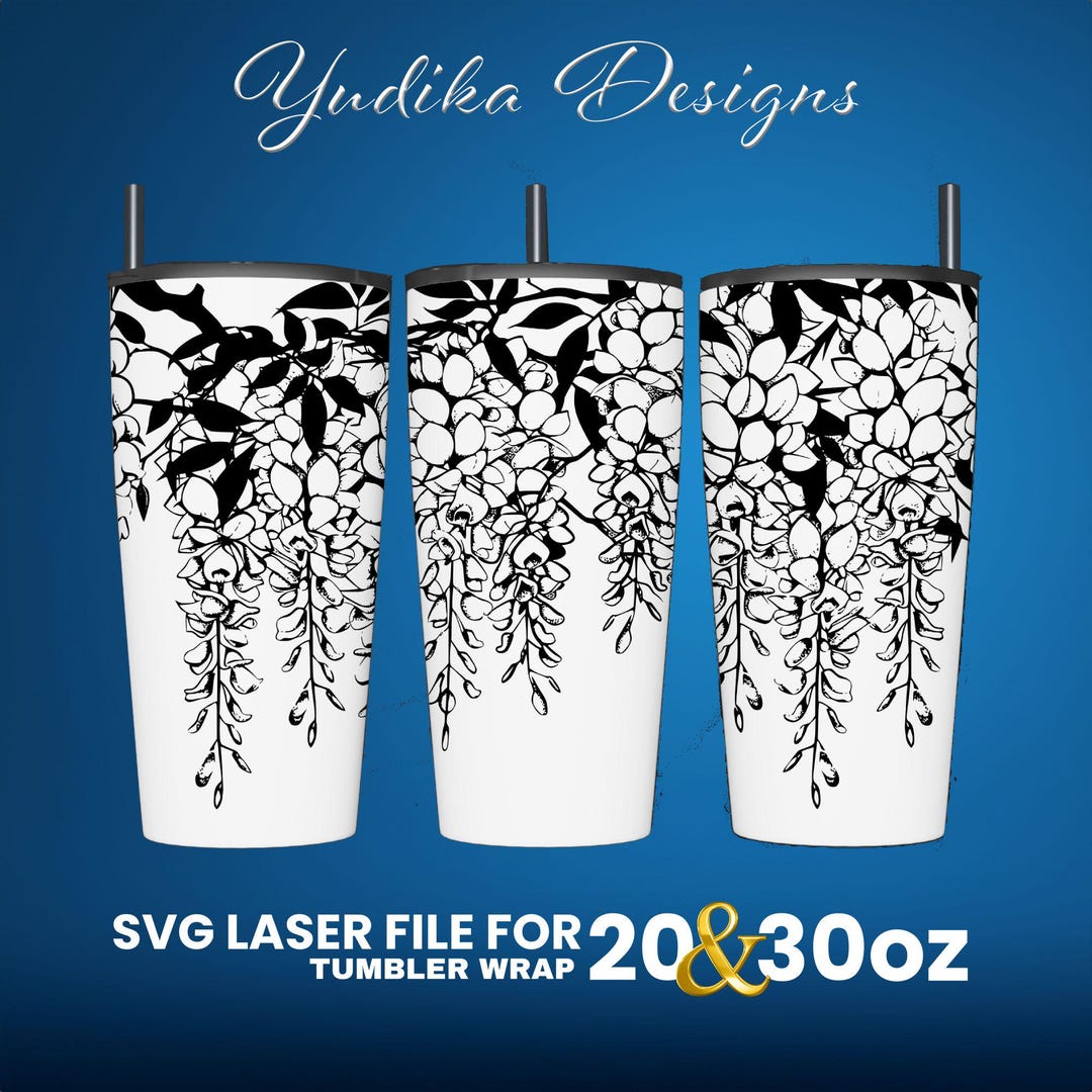 Wisteria Flower Laser Engraved Full Wrap Design for 30 and 20 Oz ...