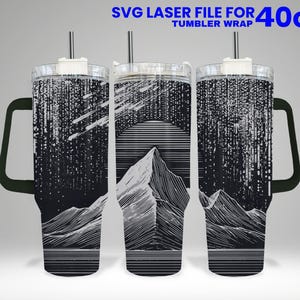 Mountain Laser Engraved Full Wrap Design For 40 oz Tumbler, Mountain SVG Laser File.