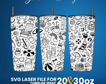 Picnic Laser Engraved Full Wrap Design For 30 and 20 oz Tumbler, Picnic SVG Laser File.