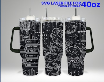 Just One More Chapter Tumbler Wrap SVG File - Laser Engraved Design (40 oz)