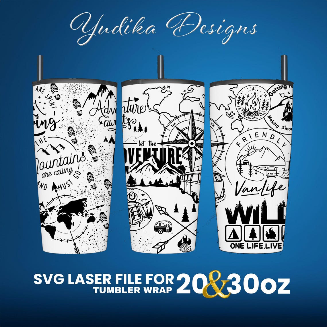 Adventure Tumbler Wrap Design: Laser Engraved SVG File (20 & 30 Oz) - Etsy