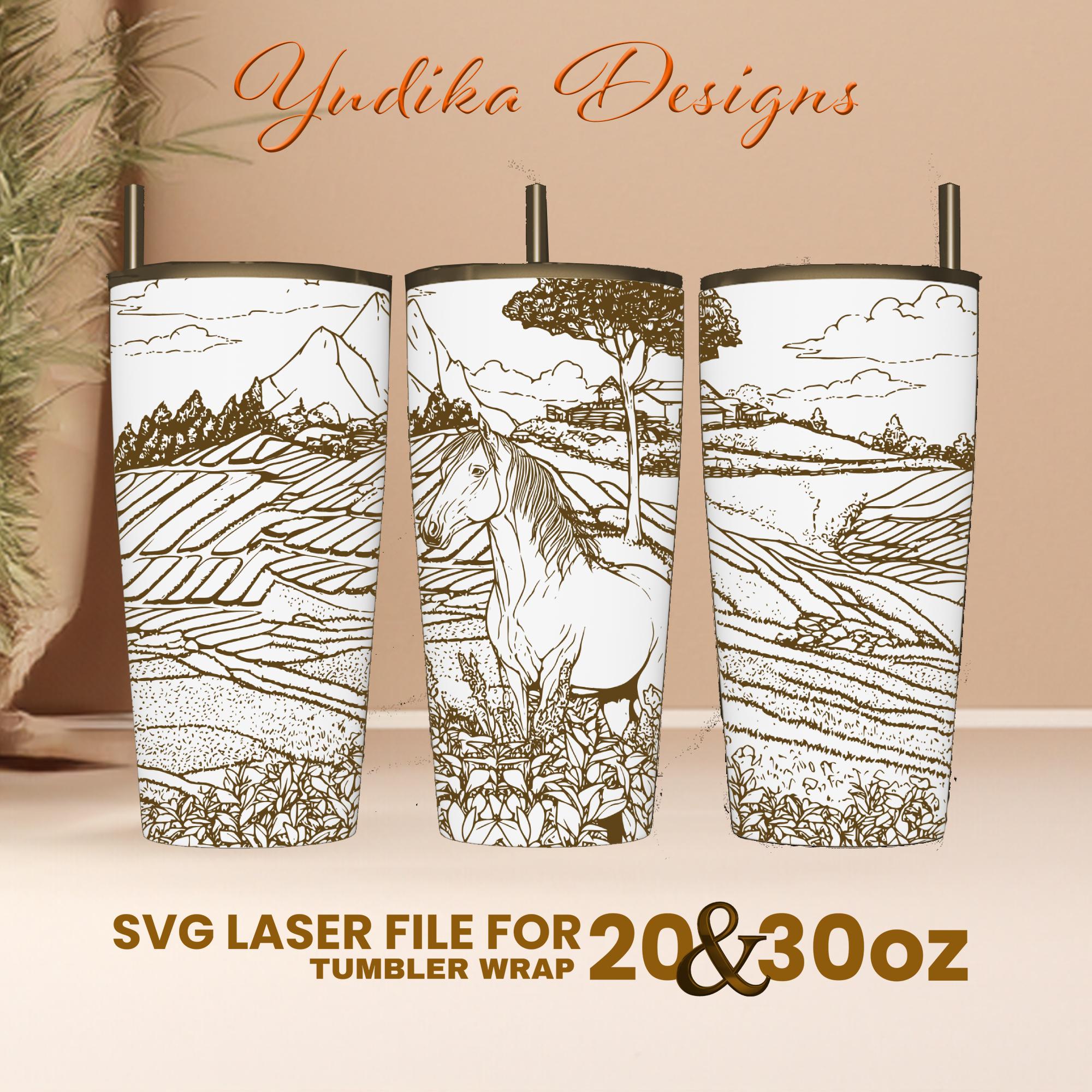 Horse Laser Engraved Tumbler Wrap Design: 20oz & 30oz SVG File (digital ...