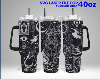 Witch 40oz Tumbler Wrap: Laser Engraved SVG File (Digital Download)