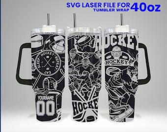 Hockey Laser Engraved 40oz Tumbler Wrap Design (SVG File)