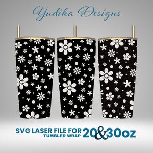 Wildflower Engraved Full Wrap Design For 30 and 20 oz Tumbler, Wildflower SVG Laser File.