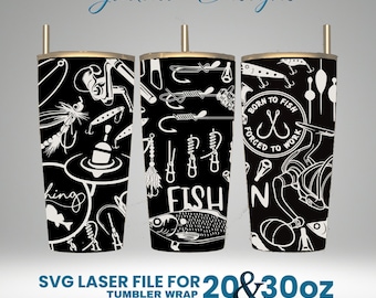 Fishing Tools Laser Engraved Tumbler Wrap Design (SVG File)