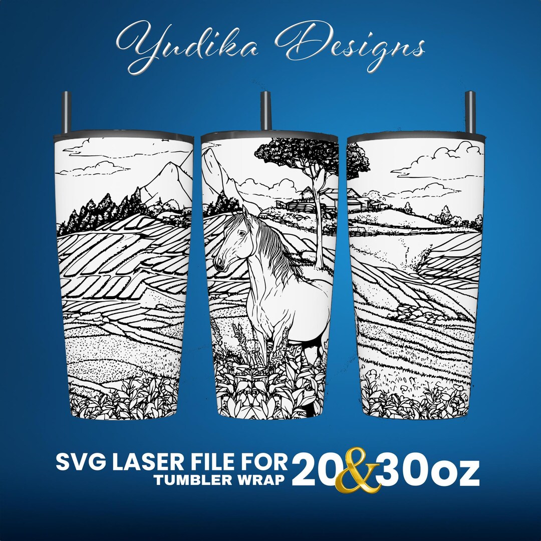 Horse Laser Engraved Tumbler Wrap Design: 20oz & 30oz SVG File (digital ...