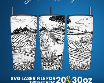 Horse Laser Engraved Tumbler Wrap Design: 20oz & 30oz SVG File (Digital Download)