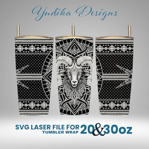 Ram Laser Engraved Full Wrap Design For 30 and 20 oz Tumbler, Ram SVG Laser File.