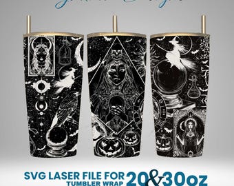 Witch Tumbler Wrap SVG: Laser Engraved Design (20 & 30 oz) (Digital Download)
