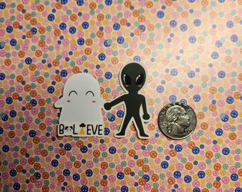 Cryptid Sticker - Alien and Ghost - Boolieve - Waterproof Vinyl Sticker