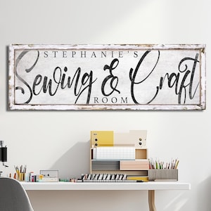 Customized Sewing And Craft Room Sign, Sewing Room Decor, Vintage Craft Room Wall Art, Gift For Artists & Sculptors, Rustic Canvas Wall Art