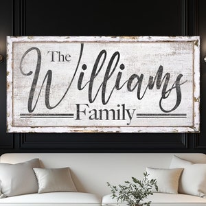 Personalized Family Name Sign, Custom Last Name Sign, Vintage Family Room Wall Art, Modern Farmhouse Entryway Wall Decor, Large Canvas Print