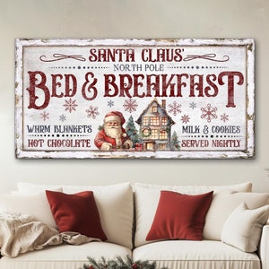 Gepersonaliseerd bord voor bed & breakfast, aangepast bord noordpool van de kerstman, kerstcadeau, kerstdecoratie winter, warme chocolademelk en koekjes kunst