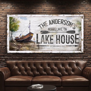 Personalized Lake House Sign, Custom Lake House Wall Decor, Sign for Lake House, Housewarming Gift for New Home, Custom Family Name Sign