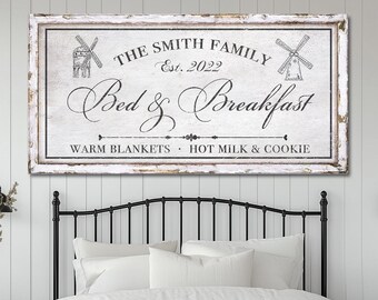 Personlig Bed and Breakfast-skylt, Rustik skylt, Bed and Breakfast-present, Köksinredning, Vintage julklapp, Stor canvastavla