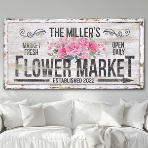 Aangepast bord bloemenmarkt, decor bloemenwinkel, bord bloemenwinkel, cadeau bloemist, cadeau bloemenliefhebber, cadeau tuinman, markt op maat bedrukt canvas