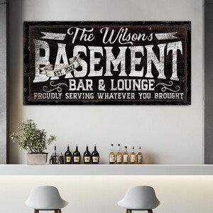 Custom Basement Bar Sign, Bar & Lounge Sign, Retro Home Bar Decor, Man Vintage Cave Sign, Rustic Bourbon Bar Decor, Farmhouse Canvas Decor