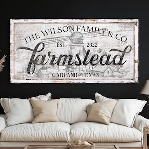 Customized Family Farmstead Sign, Rustic Homestead Sign, Vintage Family Name Wall Art, Modern Farmhouse Entryway Wall Decor, Canvas Print