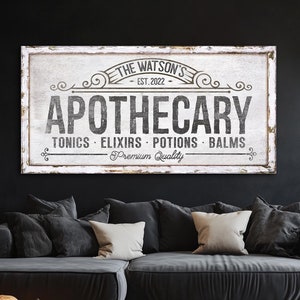 Personalized Apothecary Sign, Halloween Sign, Gift Custom Family Name Sign, Rustic Modern Vintage Decor, Halloween Sign Decor, Canvas Print