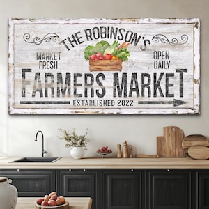 Custom Farmers Market Sign, Decor for Farmer, Sign for Farming, Modern Farmhouse Sign, Farmhouse Gift, Established Date Sign, Large Canvas