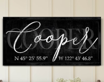 Personalized Coordinates Sign, Custom GPS Coordinates Wall Art With Names, Latitude Longitude Home Wall Decor, Modern Farmhouse Canvas Art