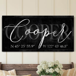 Personalized Coordinates Sign, Custom GPS Coordinates Wall Art With Names, Latitude Longitude Home Wall Decor, Modern Farmhouse Canvas Art