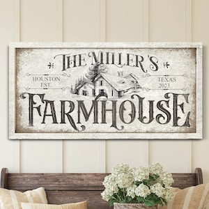 Personalized Farmhouse Canvas Art, Custom Family Name Canvas Decor, Family Farm Sign, Rustic Barn Decor, Homestead Wall Art, New House Gift
