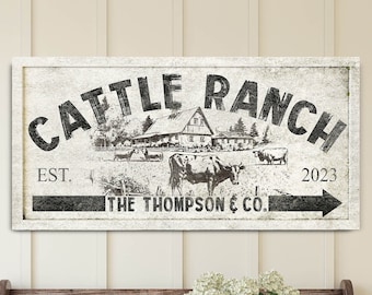 Aangepaste veeboerderij teken, gepersonaliseerde boerderij ranch decor, familienaam gevestigd teken, boerderij wand decor, land woonkamer kunst aan de muur