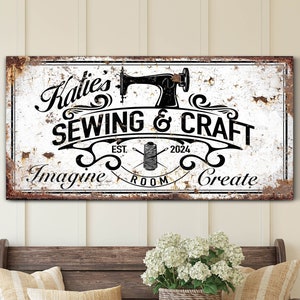 Sewing Room Sign Personalized Canvas Prints Sewing Wall Art Sewing