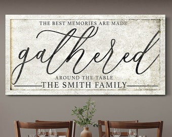 Personalized the Gathering Place Sign, Personalized Gather Wall Art, Custom Last Name Established Sign, Gather Decor Wall Art Kitchen Decor