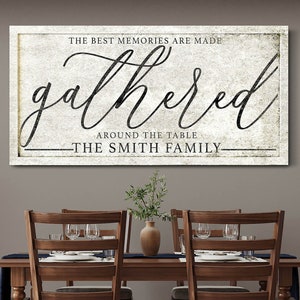 Personalized the Gathering Place Sign, Personalized Gather Wall Art, Custom Last Name Established Sign, Gather Decor Wall Art Kitchen Decor