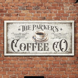 Custom Coffee Co Sign, Personalized Coffee Bar Canvas Art, Rustic Coffee Shop Canvas Decor, Modern Farmhouse Wall Decor, Kitchen Wall Art