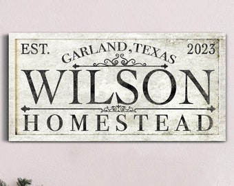 Custom Family Est Homestead Sign, Personalized Farm Wall Decor, Modern Farmhouse Wall Art, Rustic, Canvas Art, Farmhouse Canvas Print