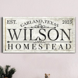 Custom Family Est Homestead Sign, Personalized Farm Wall Decor, Modern Farmhouse Wall Art, Rustic, Canvas Art, Farmhouse Canvas Print