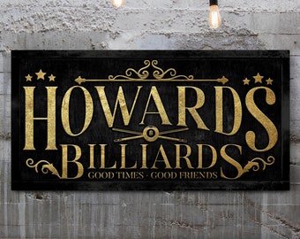Custom Billiards Sign, Basement Man Cave Decor, Game Wall Art, Gifts for Him, Personalized Billiard Sign, Pool Room Decor, Vintage Art Decor