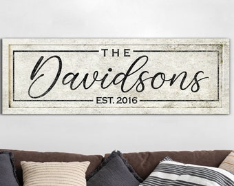 Personalized Last Name Sign, Custom Family Name Wall Art, Established Date Decor, Wedding Canvas Print Gifts, Housewarming Canvas Art Gifts