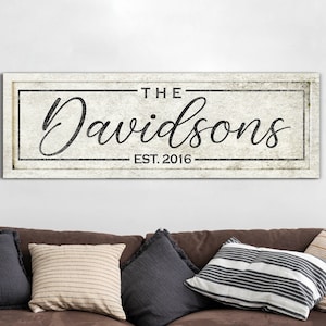 Personalisierte Nachname Schild, benutzerdefinierte Familienname Wandkunst, etabliertes Datum Dekor, Hochzeit Leinwand Druck Geschenke, Housewarming Leinwand Kunst Geschenke